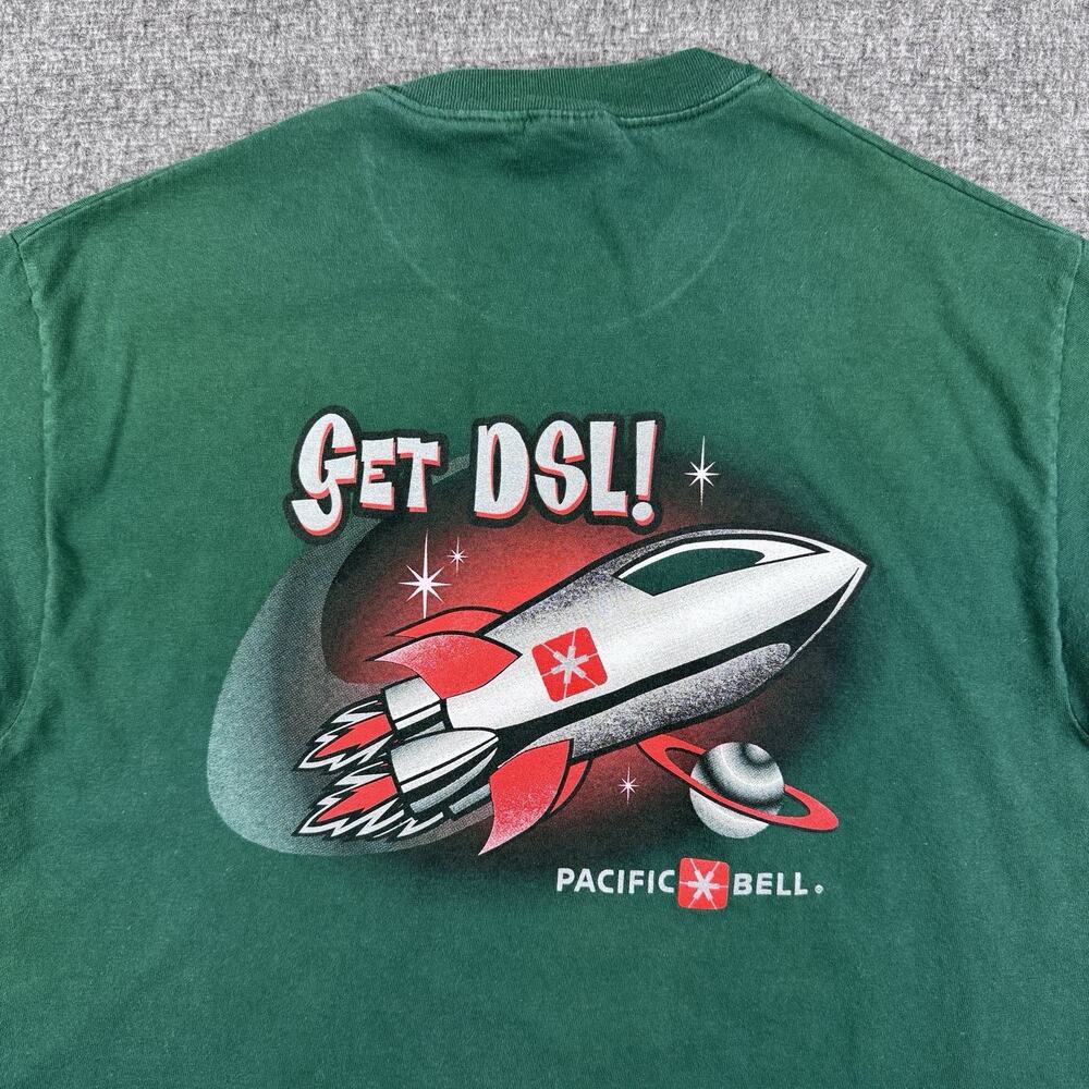 Vintage Get Up To Speed T-Shirt‎ Mens Medium Green DSL Tech Internet Promo - Picture 5 of 7